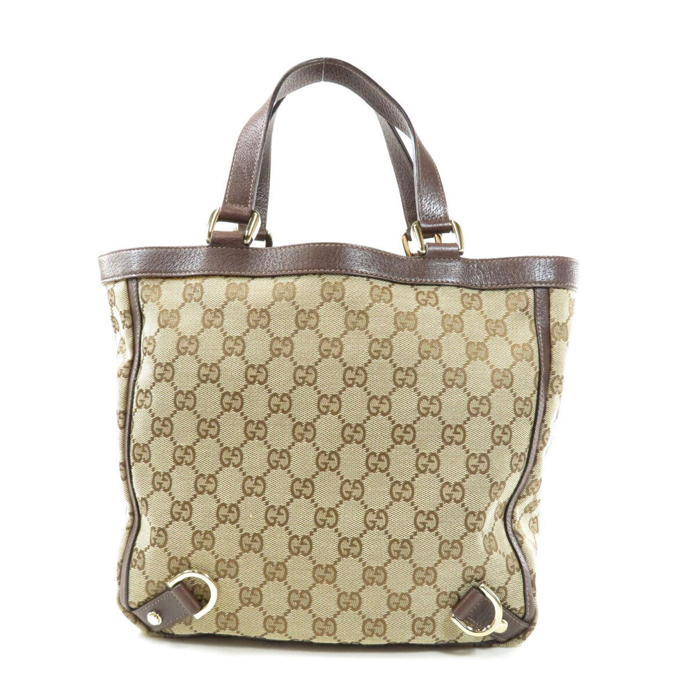 Gucci D brown beige Bag Abbey GG Ring Tote leather canvas body